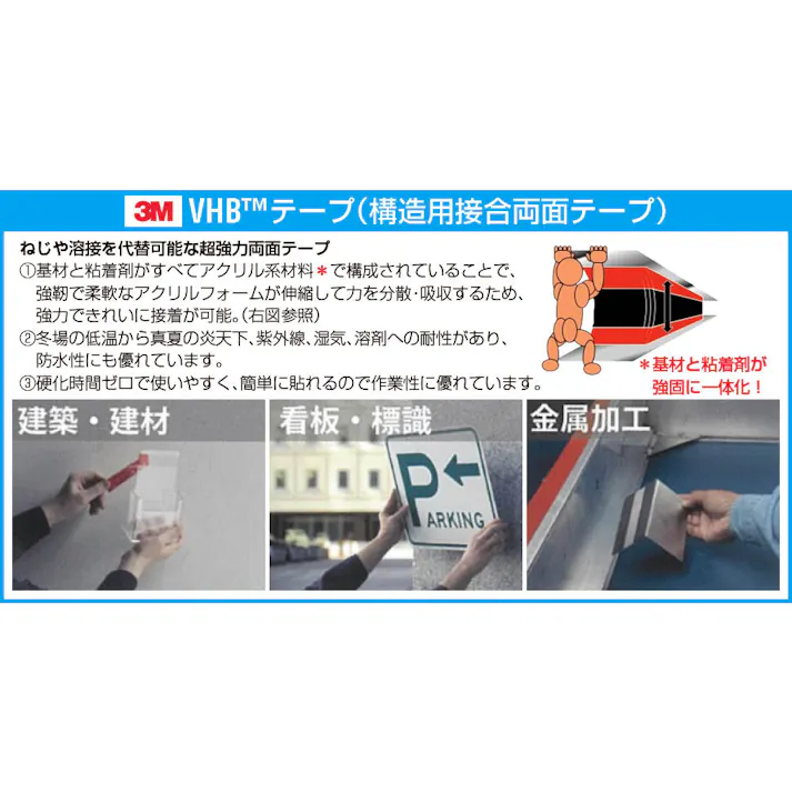 3M 構造用接合両面テープ(多用途) 12x1.1mm/10m EA943VA-30A 4518340296893【別送品】