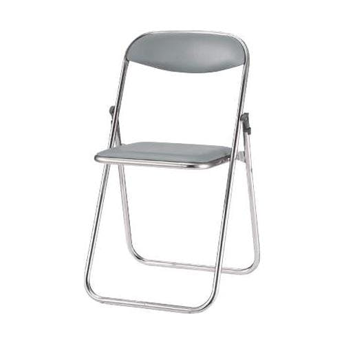 ライオン事務器(LION) 折り畳み椅子(メッキ脚/グレー) 455x437x740mm EA956XA-151 4518340057050【別送品】