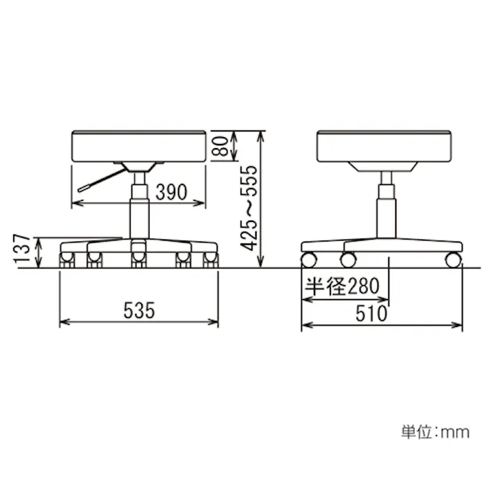 ナカバヤシ ワークチェアー(ブラック) EA956XN-55 4518340068346【別送品】
