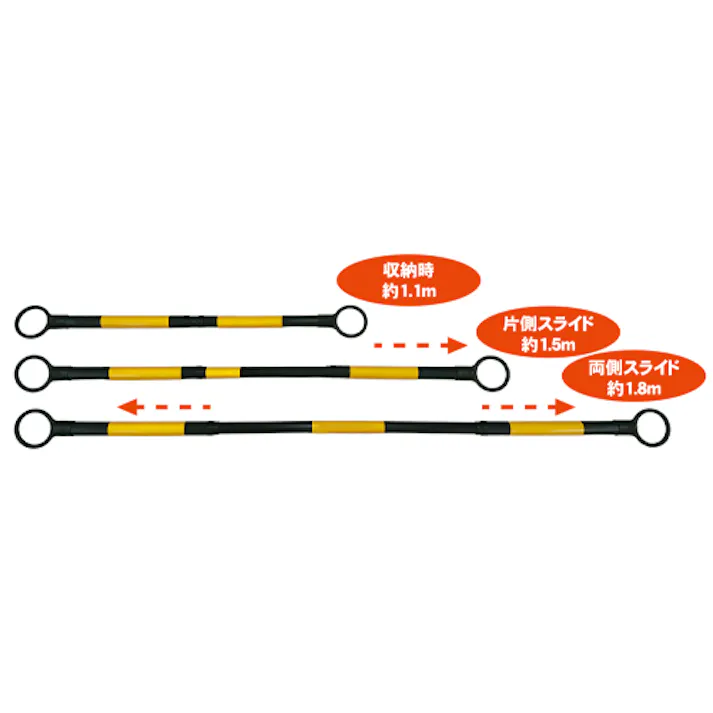 ミツギロン 伸縮ガードバー(黄/黒-2本) 1.1-1.8m EA983FV-16 4518340048072【別送品】