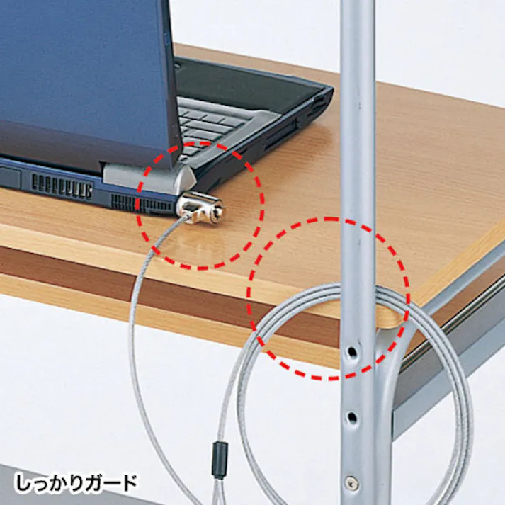 サンワサプライ PCセキュリティワイヤーセット(簡易着脱式) φ4.2mmx2m EA983TS-306 4518340117501【別送品】