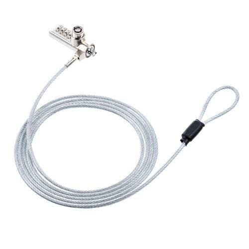 サンワサプライ セキュリティワイヤー(標準スロット/W錠) φ4.4mmx2m EA983TS-57 4518340110021【別送品】