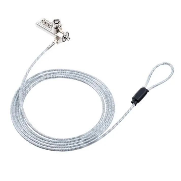 サンワサプライ φ4.4mmx2m セキュリティワイヤー(標準スロット/W錠) EA983TS-57(CDC)【別送品】