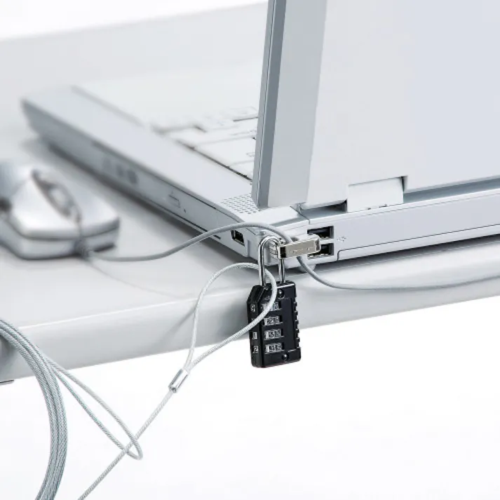 サンワサプライ φ2.2mmx2m PCセキュリティキット(ダイヤル錠) EA983TS-58(CDC)【別送品】