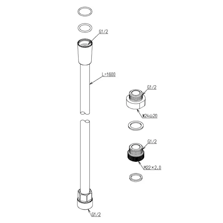 TOTO シャワーホース 1600mm EA468BX-96B 4518340283442【別送品】