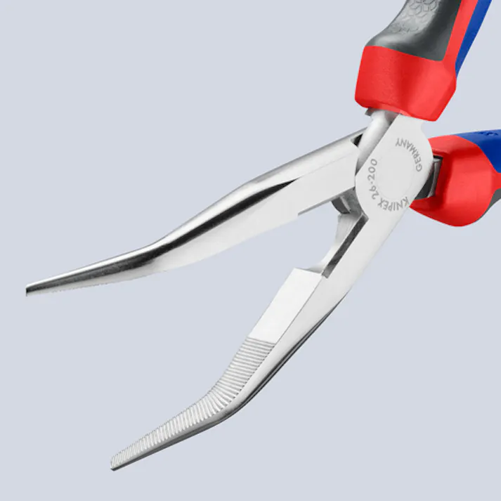 ラジオペンチ(グリップ付/メッキ/40゜先曲) 200mm EA537KB-2A 4518340444485【別送品】