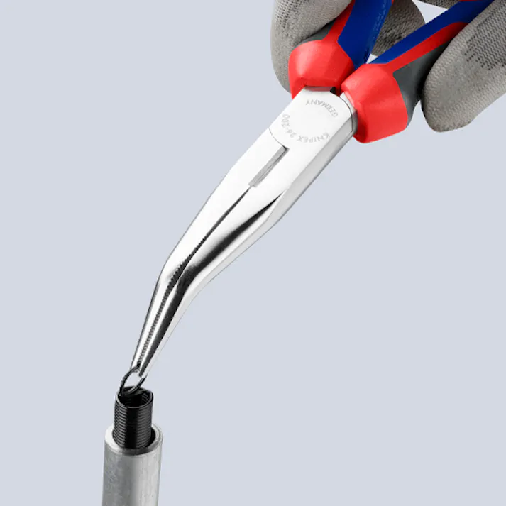 ラジオペンチ(グリップ付/メッキ/40゜先曲) 200mm EA537KB-2A 4518340444485【別送品】