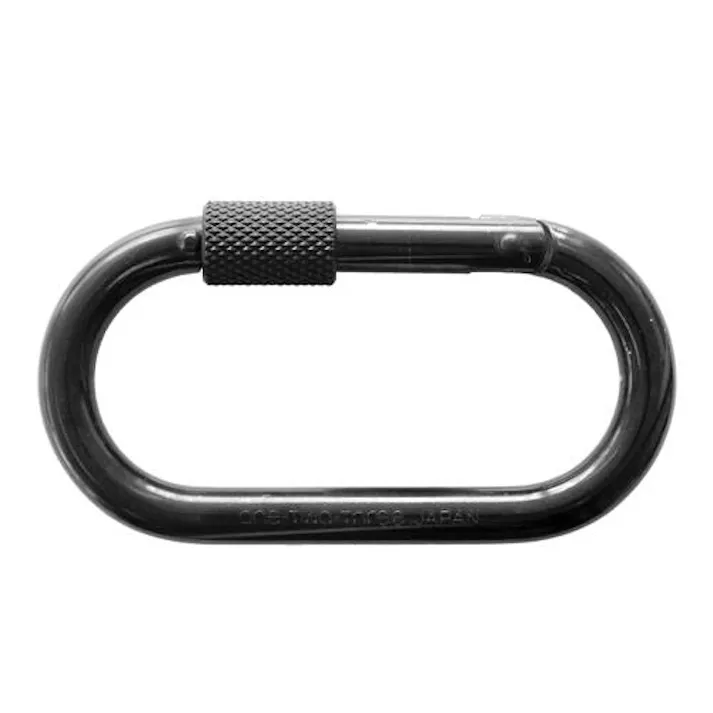89×36×10mm カラビナ(スチール製/安全環付/黒) EA638JW-16 4518340386129 (CDC)【別送品】