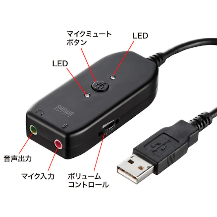サンワサプライ USBオーディオ変換アダプタ φ3.5mmステレオミニジャック用 EA763BC-61A 4518340256255【別送品】