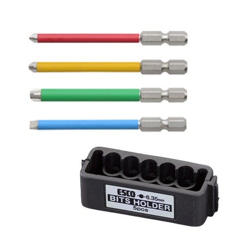 細軸ドライバービット(ショート防止) 4本組 [＋-] EA813A-140 4518340433823【別送品】