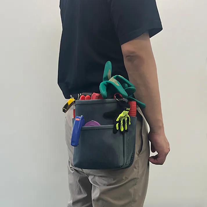 腰袋(2段/黒染/ヌバック革) 185x130x220mm EA925CB-12 4518340375710【別送品】