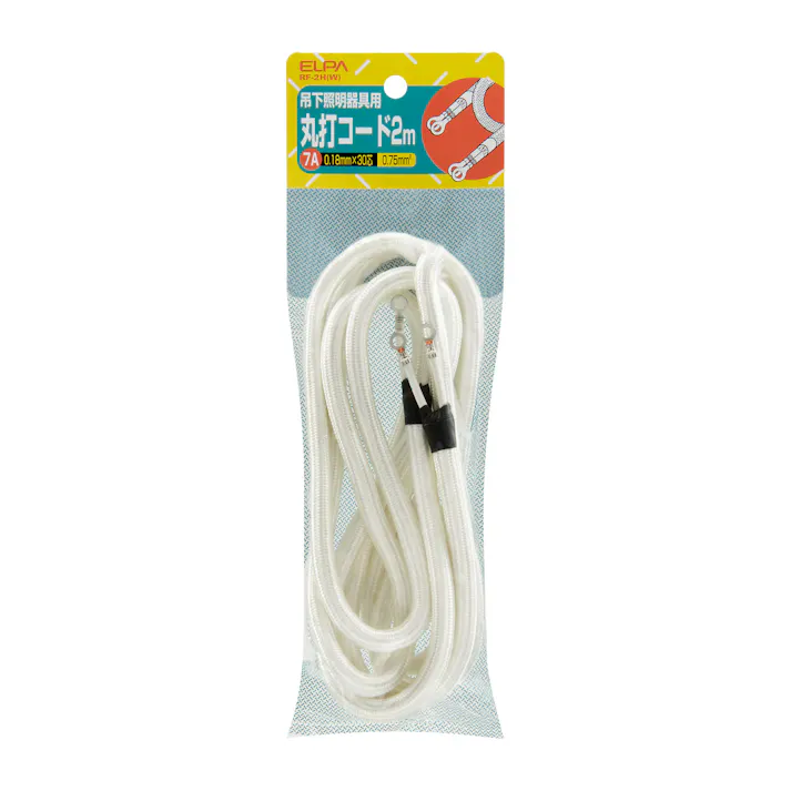 丸打ちコード(白) 300V/7A/2.0m EA940AE-46 4518340428393【別送品】