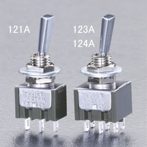 NKKスイッチズ 2極双投トグルスイッチ(フラットレバー型) 125V/6A