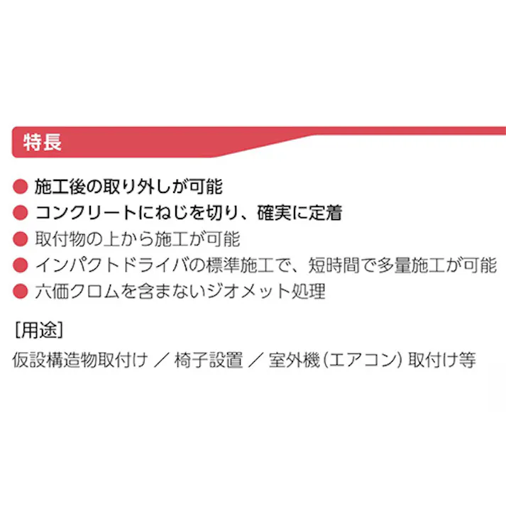 φ14×75mm ねじ固定式あと施工アンカー(鉄/4本) EA945BY-5 4518340412149 (CDC)【別送品】
