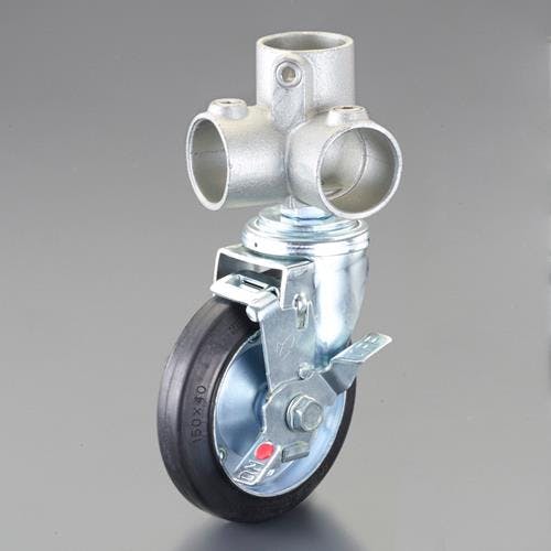 パイプジョイント(φ150ブレーキキャスター/ゴム/コーナー型) EA948TF-128A 4518340286436【別送品】