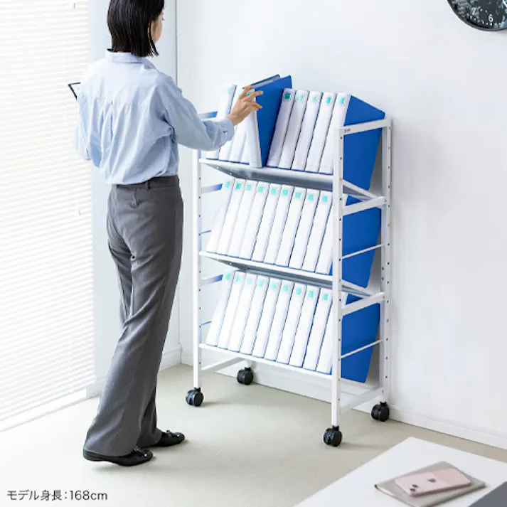 サンワサプライ ワゴン(キャスター付) 700x345x1178mm EA954HE-45B 4518340404465【別送品】