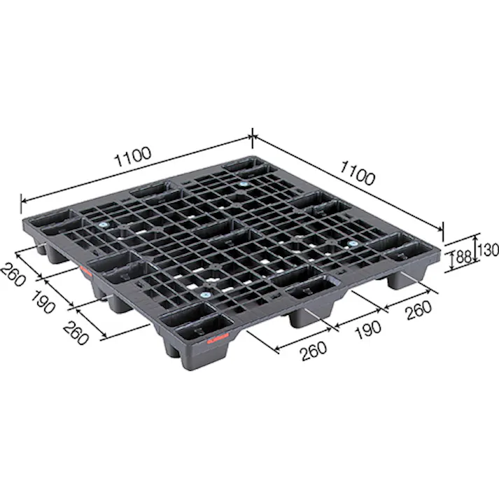 1100×1100×130mm パレット・PP製(軽量/2枚) EA985P-1A 4518340371231 (CDC)【別送品】