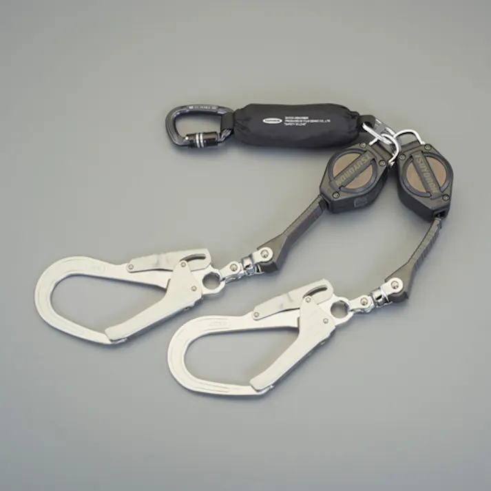 1650mm ツインランヤード(ハーネス・胴ベルト兼用/巻取式) EA998FH-11 4518340378315 (CDC)【別送品】