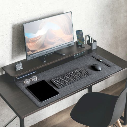 デスクマット(フェルト・黒) 400×900mm EA764-81【別送品】 | パソコン