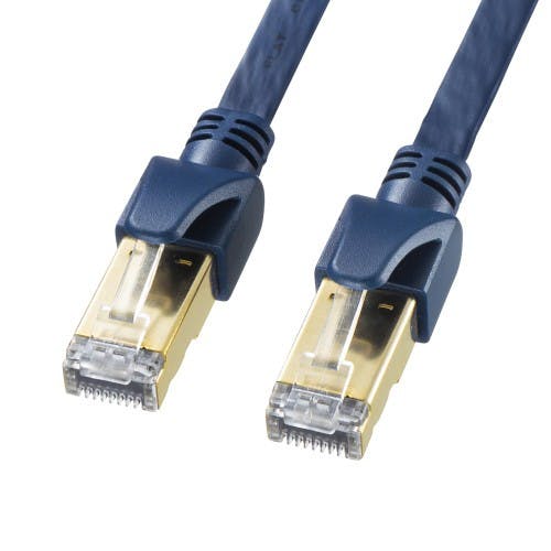 フラットLANケーブル(CAT6A・半田式)[ネイビー] 0.5m EA764BB-391【別送品】