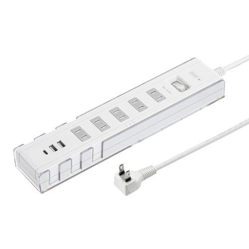 タップ(USB充電ポート5個付/シロ) AC100V/14A/1.5m EA815GM-244【別送品】