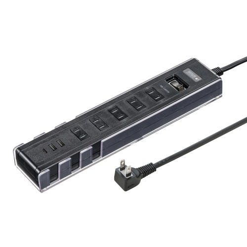 タップ(USB充電ポート5個付/クロ) AC100V/14A/3m EA815GM-245【別送品】