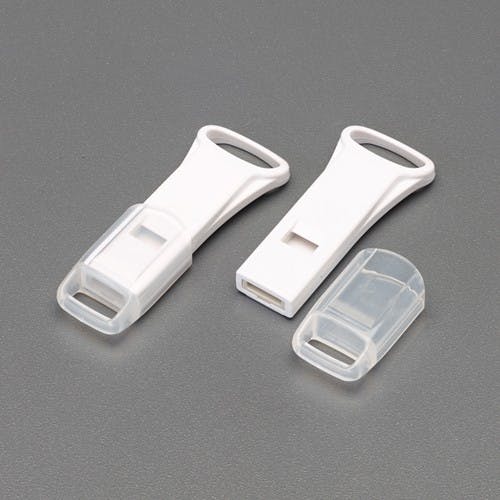 超薄型ホイッスル(白/キャップ付/10個) 48×20×8mm EA916XK-5【別送品】