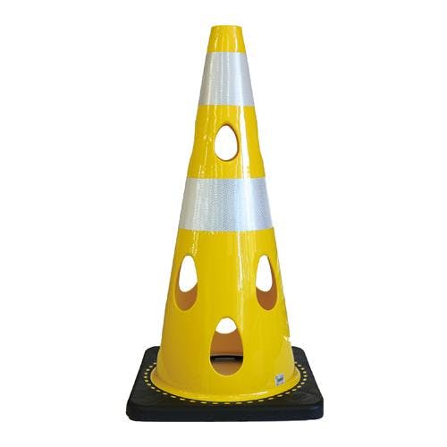 穴あきカラーコーン(イエロー/5本) φ360×700mm EA983FT-843A【別送品】