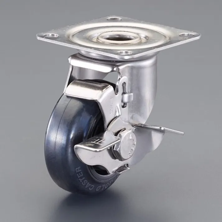 キャスター(ゴム車/自在/ストッパー付/ステンレス製) 75mm EA986PN-381【別送品】