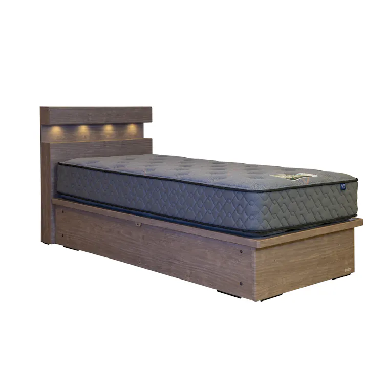 東京ベッド ベッドフレーム サンティエCSO26 S グレージュ ダウンライト 二段棚 収納力 日本製 シングル 寝室 睡眠 開梱+設置 81423174001【別送品】