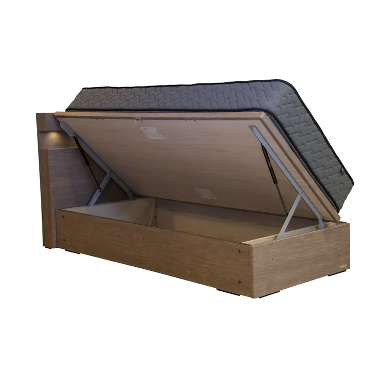 東京ベッド ベッドフレーム サンティエCSO33 S グレージュ ダウンライト 二段棚 収納力 日本製 シングル 寝室 睡眠 開梱+設置+吊り上げ 81418174003【別送品】