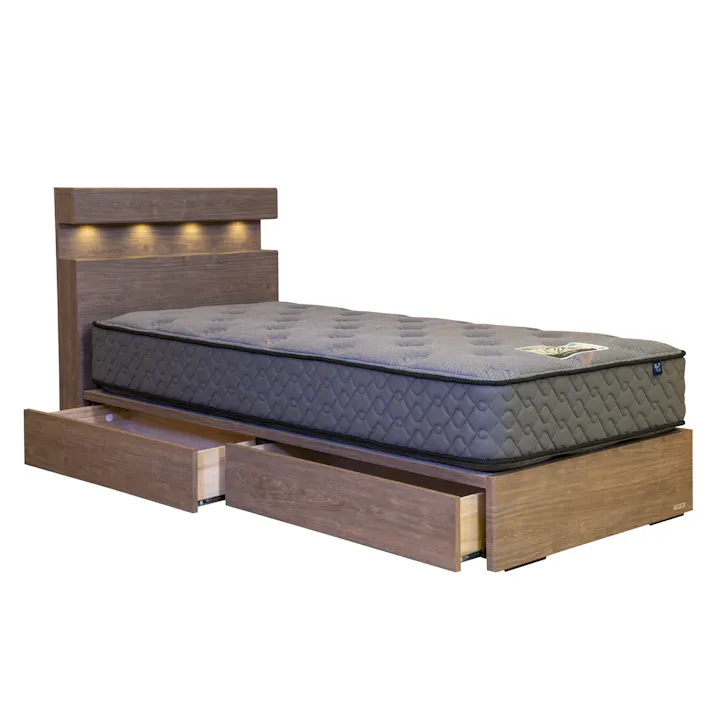 東京ベッド ベッドフレーム サンティエCD33 S ナチュラル ダウンライト 二段棚 収納力 日本製 シングル 寝室 睡眠 開梱+設置 81381134001【別送品】