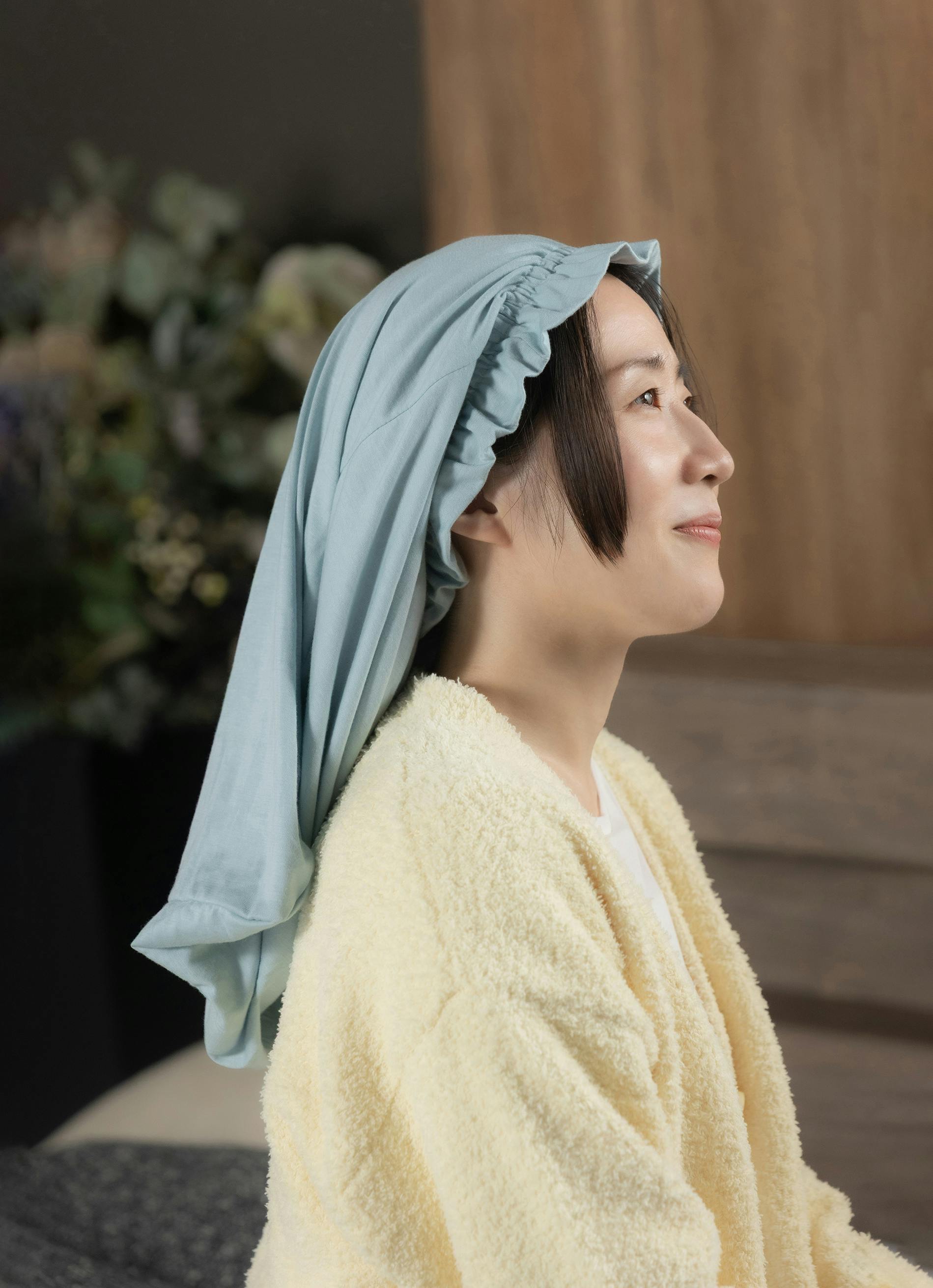 日本の美 ナイトキャップ 美夜想 空色 36×23.5×47.5 保湿効果 消臭効果 抗菌効果 リラックス ヘアキャップ 美髪 睡眠 日本製 88466040 タオルケット・肌ふとん