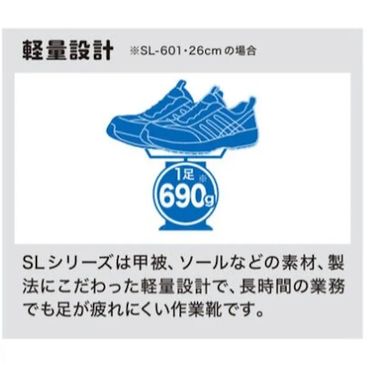 ミドリ安全 超軽量 先芯入り 作業靴 ブラック 25.5cm メンズ レディース SL601 軽い 仕事靴 22~30cm展開 21250410_14【別送品】