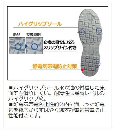静電耐滑ワイド樹脂先芯入りスニーカー エアHG IA-801 静電 オレンジ