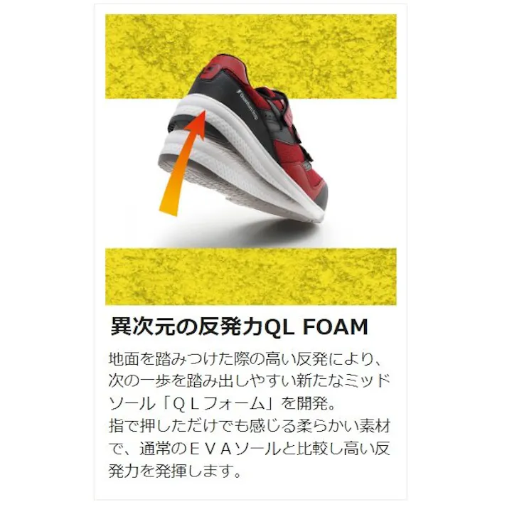 ミドリ安全 静電 高反発 作業靴 レッド 22.0cm 耐滑 メンズ レディース QL15 滑りにくい 仕事靴 22~30cm展開 21250962_07【別送品】