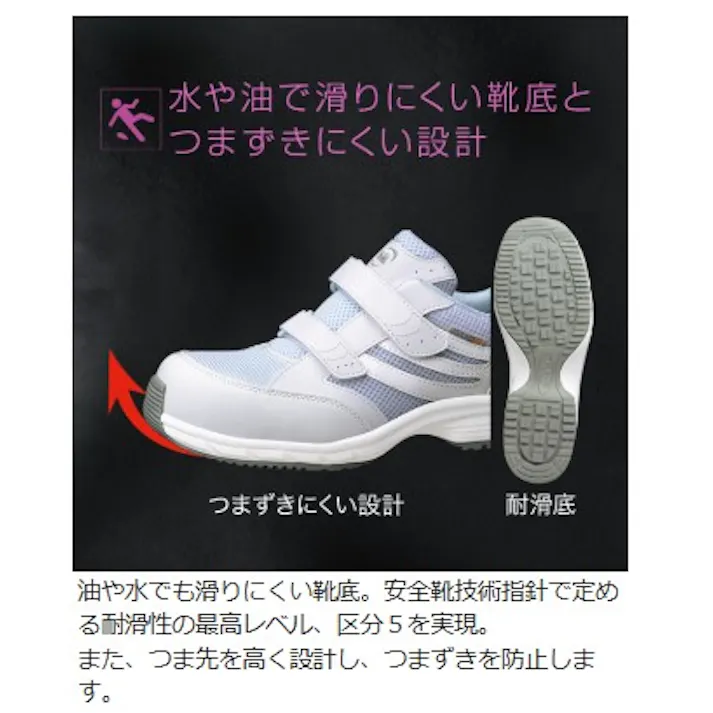 ミドリ安全 静電 先芯入り スニーカー ホワイト 25.5cm マジックタイプ メンズ レディース SLS-705 作業靴 仕事靴 22~30cm展開 21250444_14【別送品】