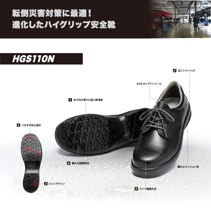 ミドリ安全 超耐滑底 安全靴 ブラック 28.0cm メンズ レディース HGS110N 滑りにくい 仕事靴 23.5~28cm展開 17030020_19【別送品】