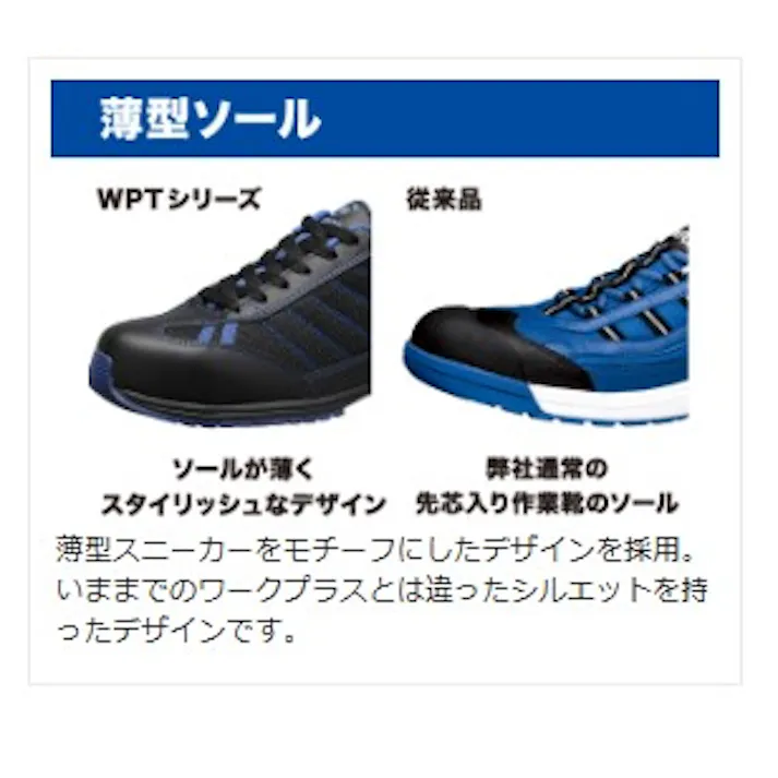 ミドリ安全 先芯入り 超耐滑 スニーカー ブラックブルー 25.5cm メンズ レディース WPT110 滑りにくい 仕事靴 22~30cm展開 21250380_14【別送品】