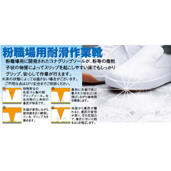 ミドリ安全 粉職場専用 耐滑 作業靴 ホワイト 22.5cm メンズ レディース CG700 滑りにくい 仕事靴 22~28cm展開 21250670_08【別送品】