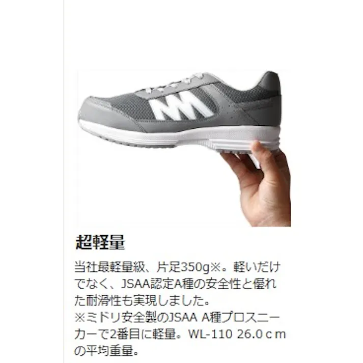 JSAA A種認定 超軽量耐滑スニーカー ひもタイプ WL-110 レッド 24.5cm メンズ レディース 紐 軽い 滑りにくい 21250908_12【別送品】