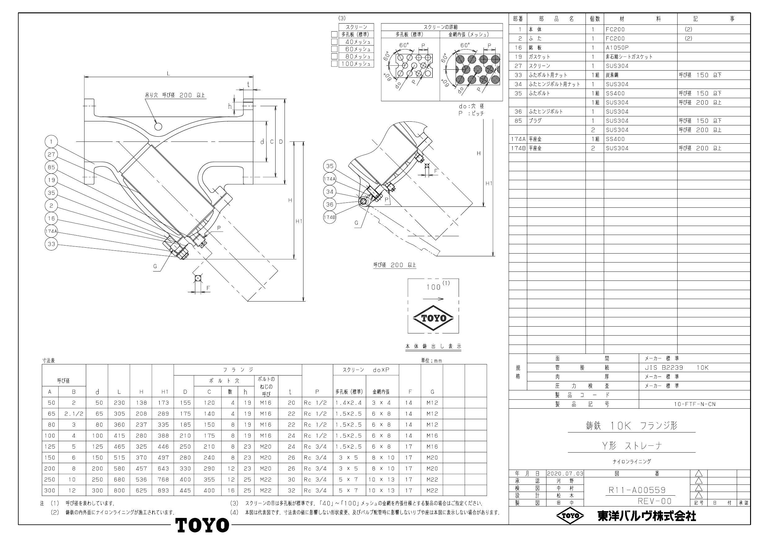 東洋バルヴ 10FTF-N-CN 80A 10FTF-N-CN FCナイロンライニングY形