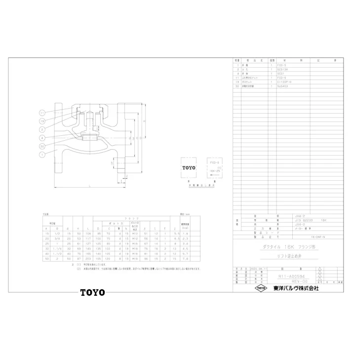 東洋バルヴ 16DN-N 15A 16DN-N FCD-S リフトチェッキ弁【ネジ込・CR13】 15A 配管部材 ダクタイル 一般(10K・16K) 00000009754【別送品】