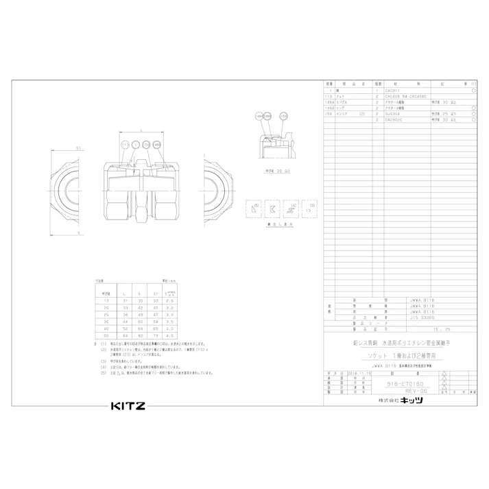 キッツ 1S 20A KCP 1S ポリ用ソケット 20A 配管部材 ポリ管継手 KCP 鉛レス 00000010677【別送品】