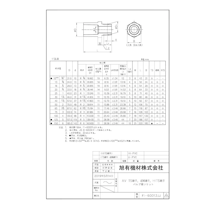 旭有機材 AV TS-バルブソケット 50 配管部材 TS継手 00000056048【別送品】