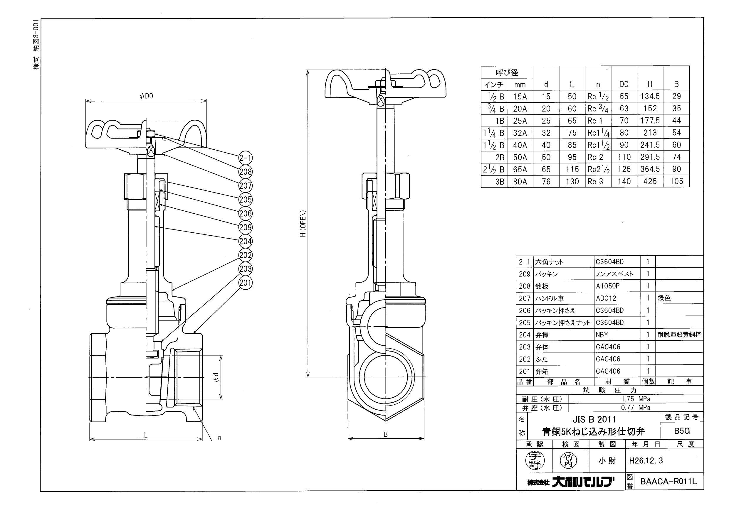 大和バルブ B5G 65A B5G 青銅ゲート弁【JIS5K】 65A 配管部材 青銅・黄銅(JIS・汎用品)  00000059059(CDC)【別送品】 | 建築資材 | ホームセンター通販【カインズ】