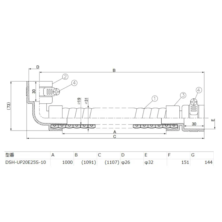 因幡電機産業 DSH-UP20E25S-10ドレンあげゾウ エルボ×ストレート 20×25ホース1000mm 空調部材 ドレン管室内用ドレンホースアクセサリ 00000090089【別送品】