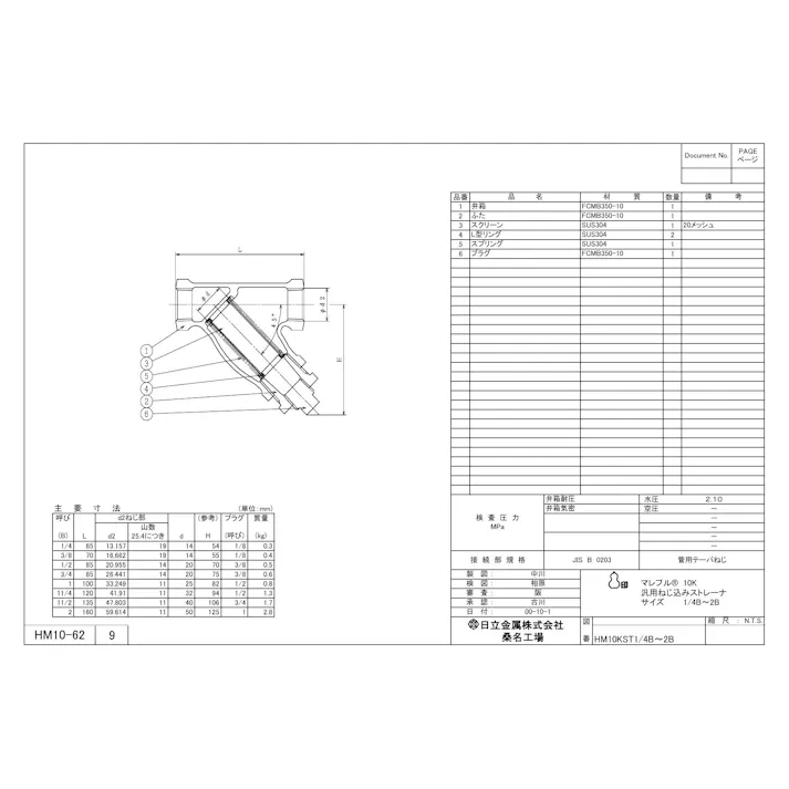 日立金属 プロテリアル HM10KST 20A HM10K ST マレブル汎用Y型ストレーナ【ねじ込み】 20A 配管部材 プロテリアル FCMB 一般弁 00000131369【別送品】