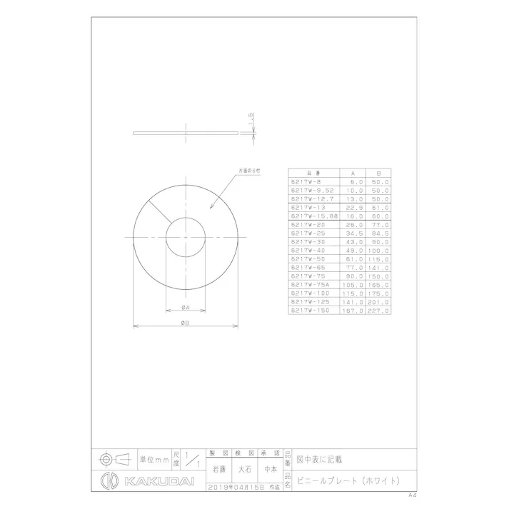 カクダイ 6217W 25 6217W ビニール プレート ホワイト 25 衛生部材 配管副資材 00000179343【別送品】