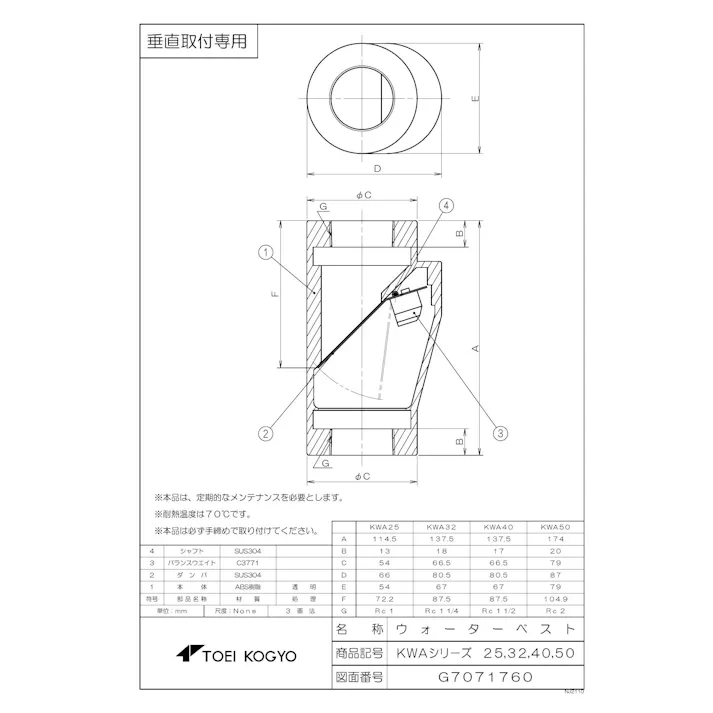 東栄工業 KW-25 VP用 中間取付 ウォーターベスト 配管部材 ウォーターベスト 00000190705【別送品】